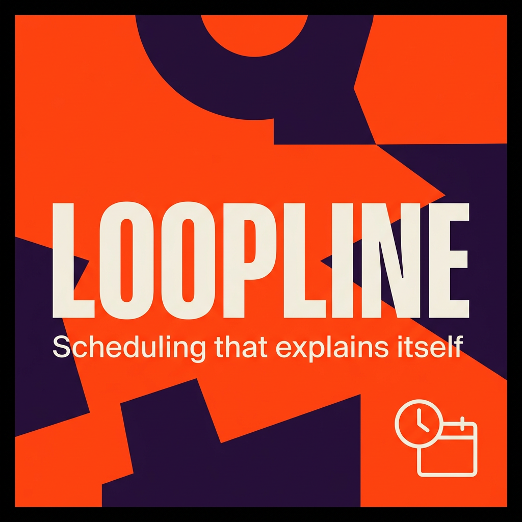 Sample Palentier spotlight graphic for the fictional company Loopline, with tagline "Scheduling that explains itself"